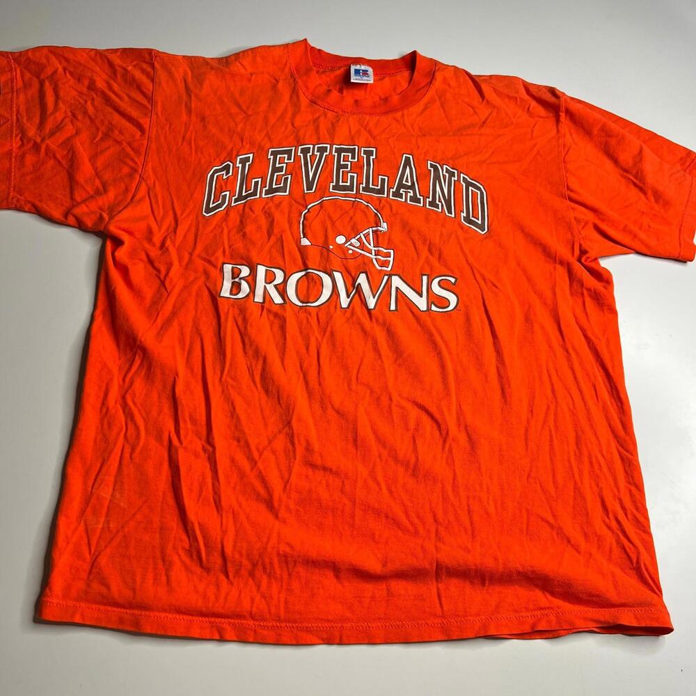 Vintage 90s Russell Athletic Cleveland Browns Red T-Shirt XL USA Made NFL Tee‎